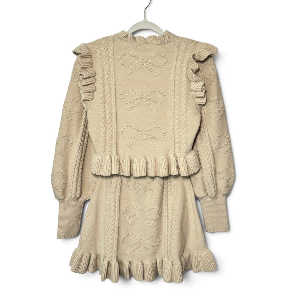 MABLE Autumn Bow Cable Knit Ruffle Matching Set - Picture 10 of 12
